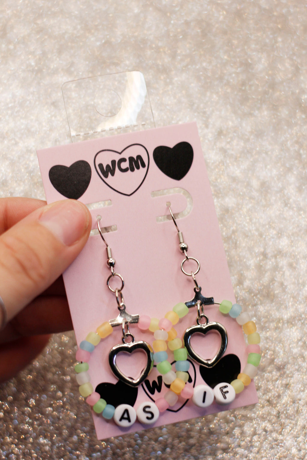 As If Letter Glow-in-the-Dark Beaded Hoop Earrings
