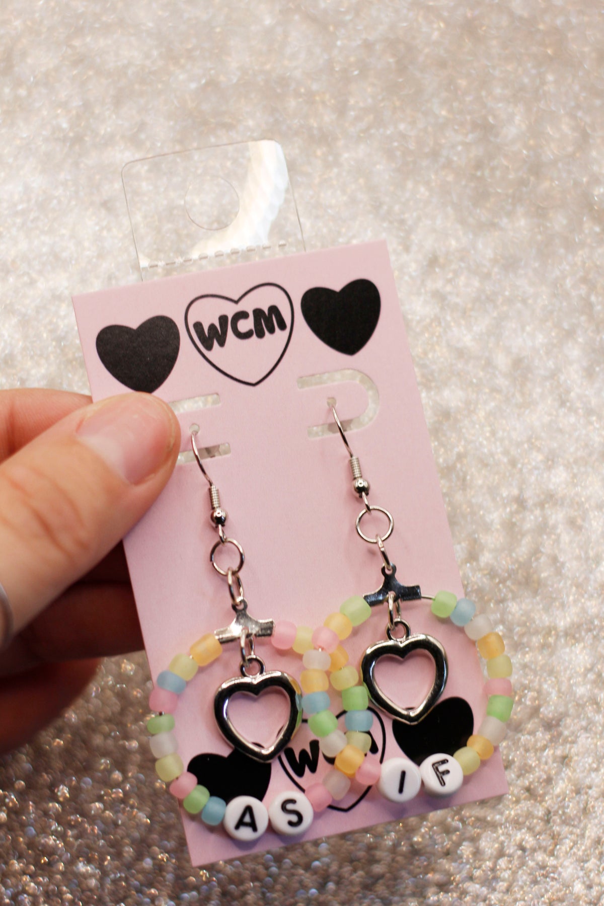 As If Letter Glow-in-the-Dark Beaded Hoop Earrings