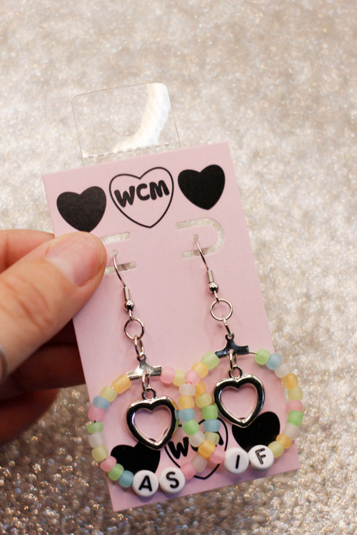 As If Letter Glow-in-the-Dark Beaded Hoop Earrings