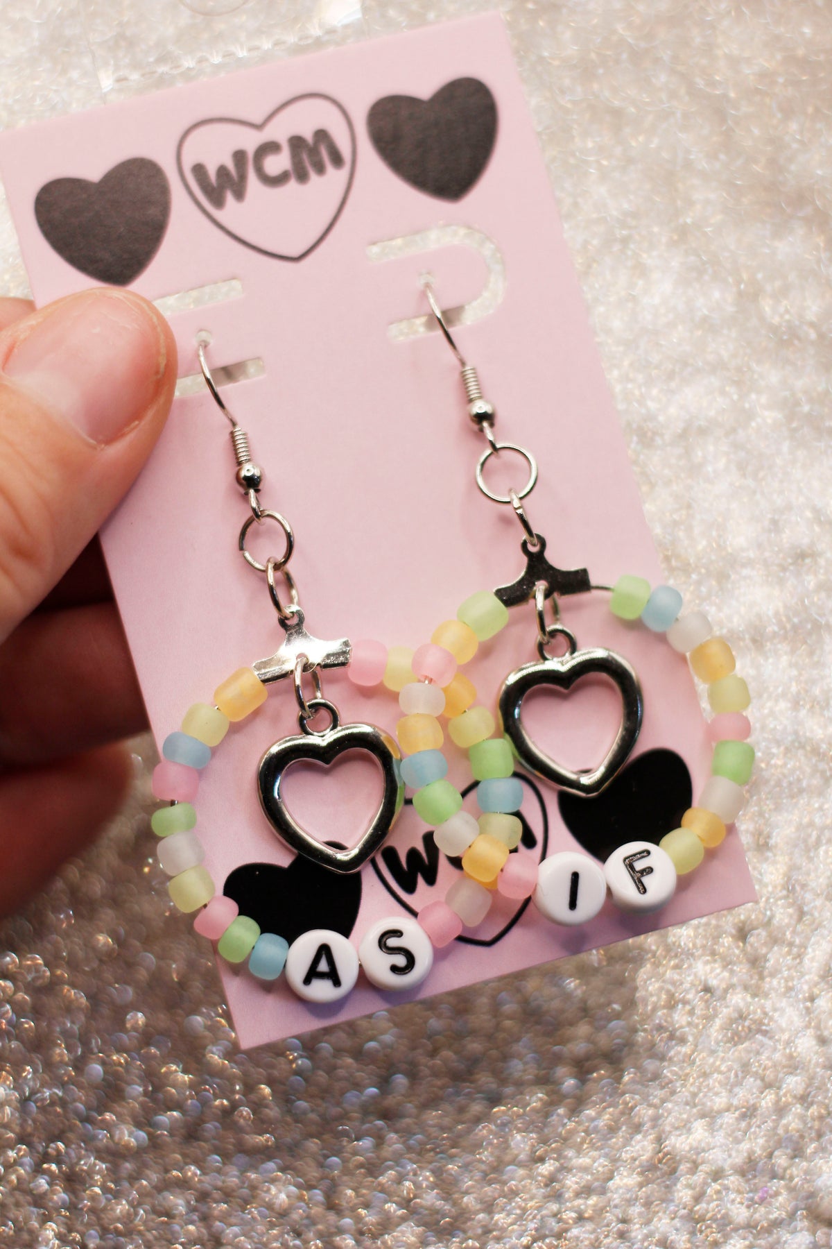 As If Letter Glow-in-the-Dark Beaded Hoop Earrings
