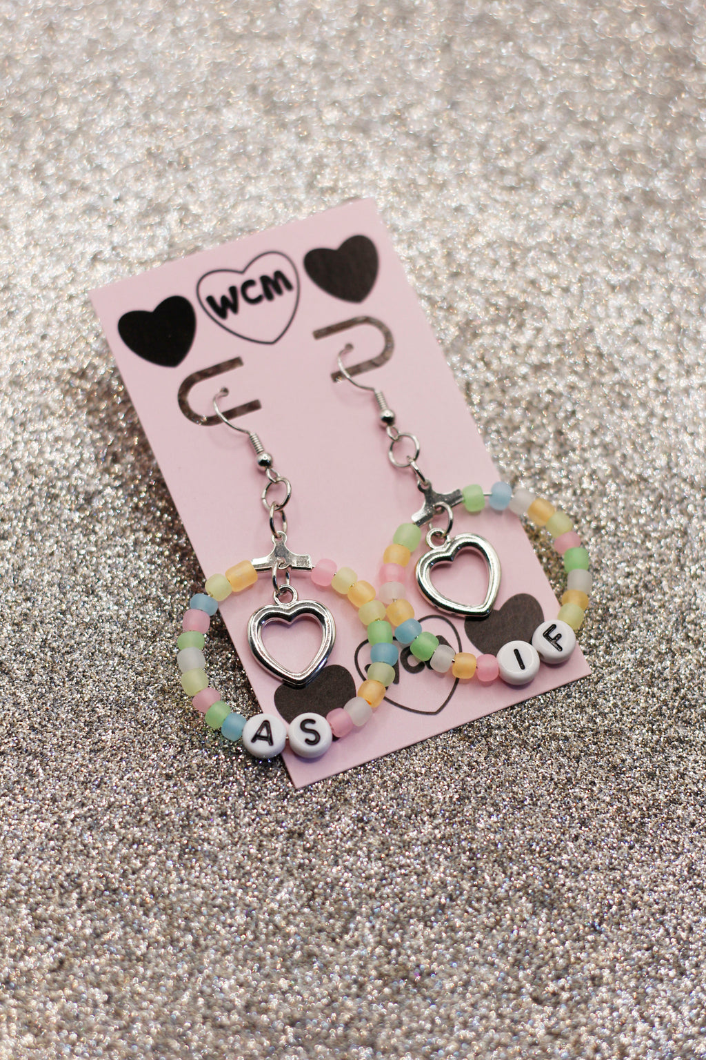 As If Letter Glow-in-the-Dark Beaded Hoop Earrings