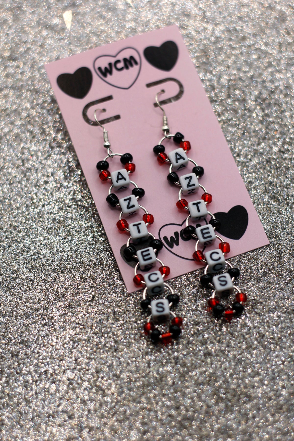 Aztec SDSU Letter Bead Earrings