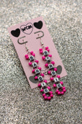 Barbie Letter Bead Earrings - Hot Pink