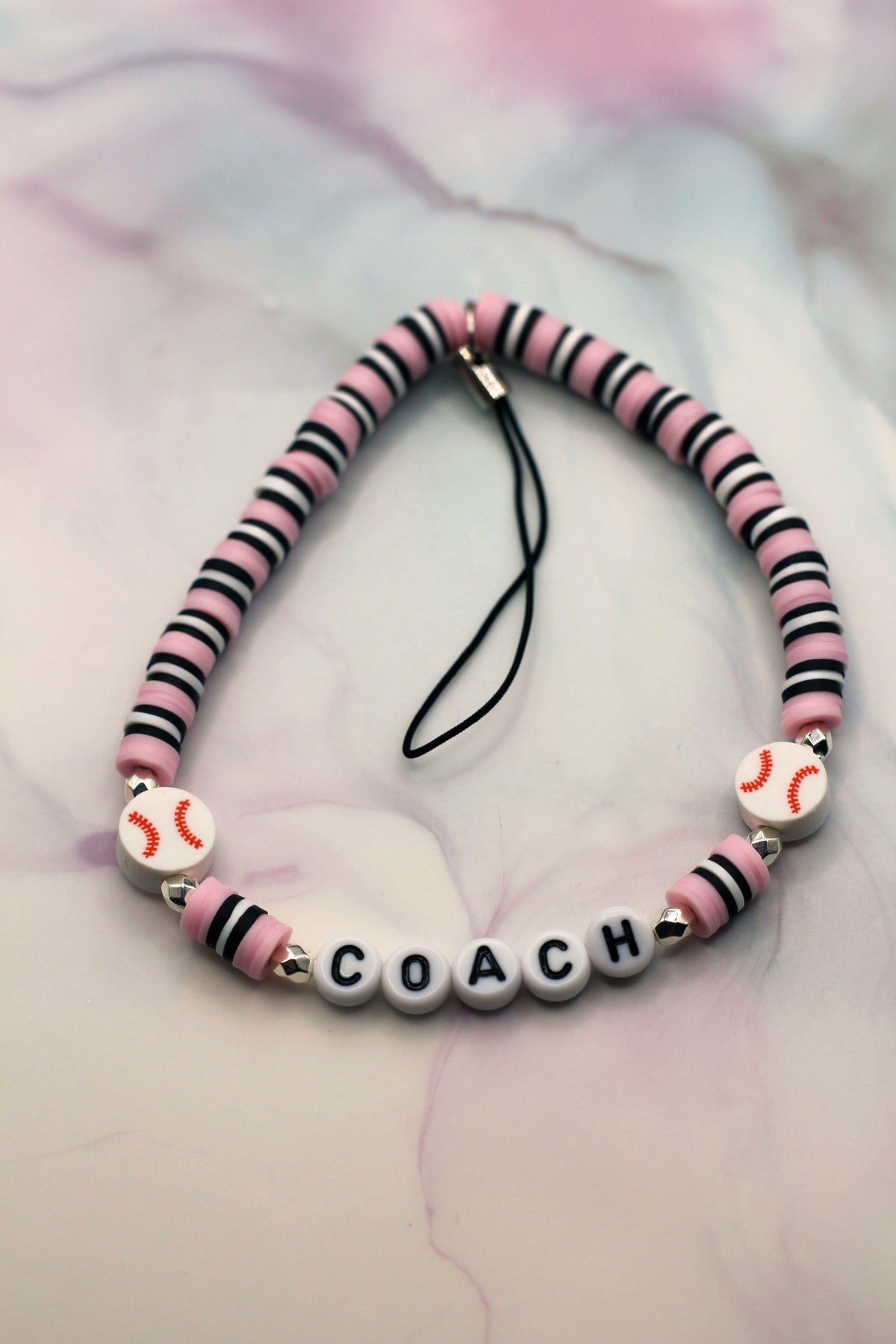 Baseball Coach Pink Phone Charm