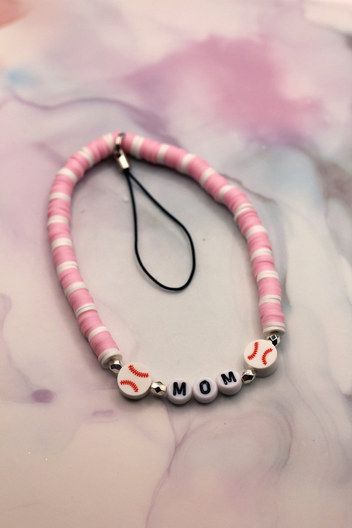 Baseball Mom Pink Phone Charm