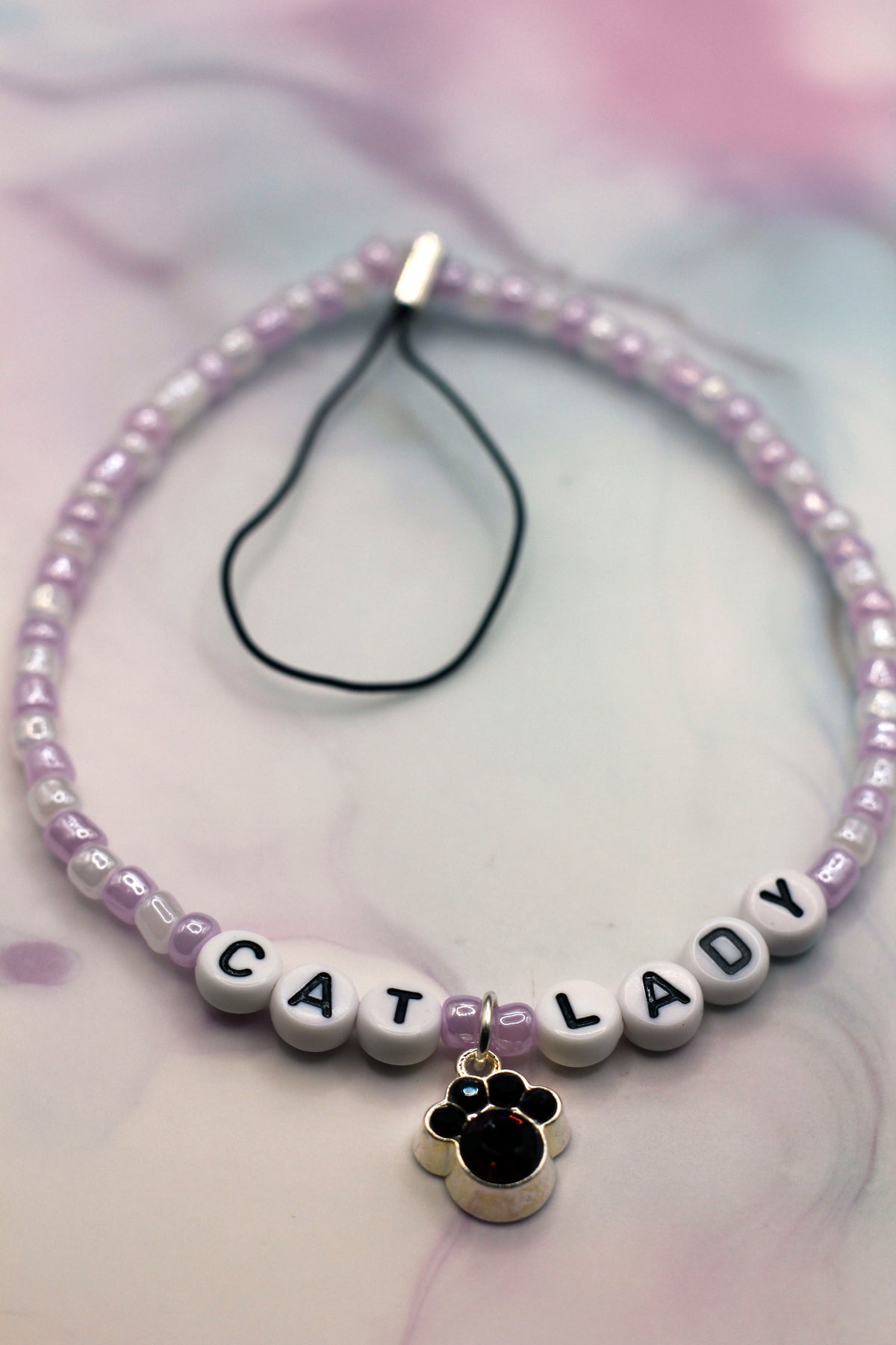 Cat Lady Lavender Paw Print Phone Charm