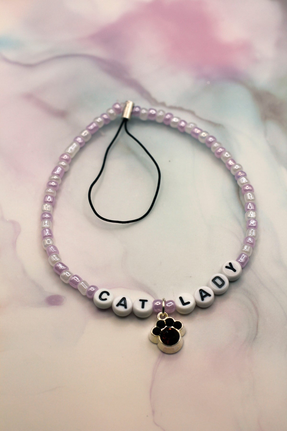 Cat Lady Lavender Paw Print Phone Charm