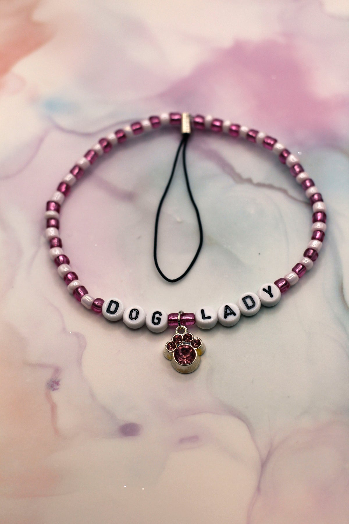 Dog Lady Pink Paw Print Phone Charm