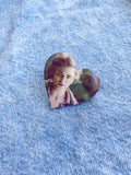Edward Heart Glitter Resin Wood Pin