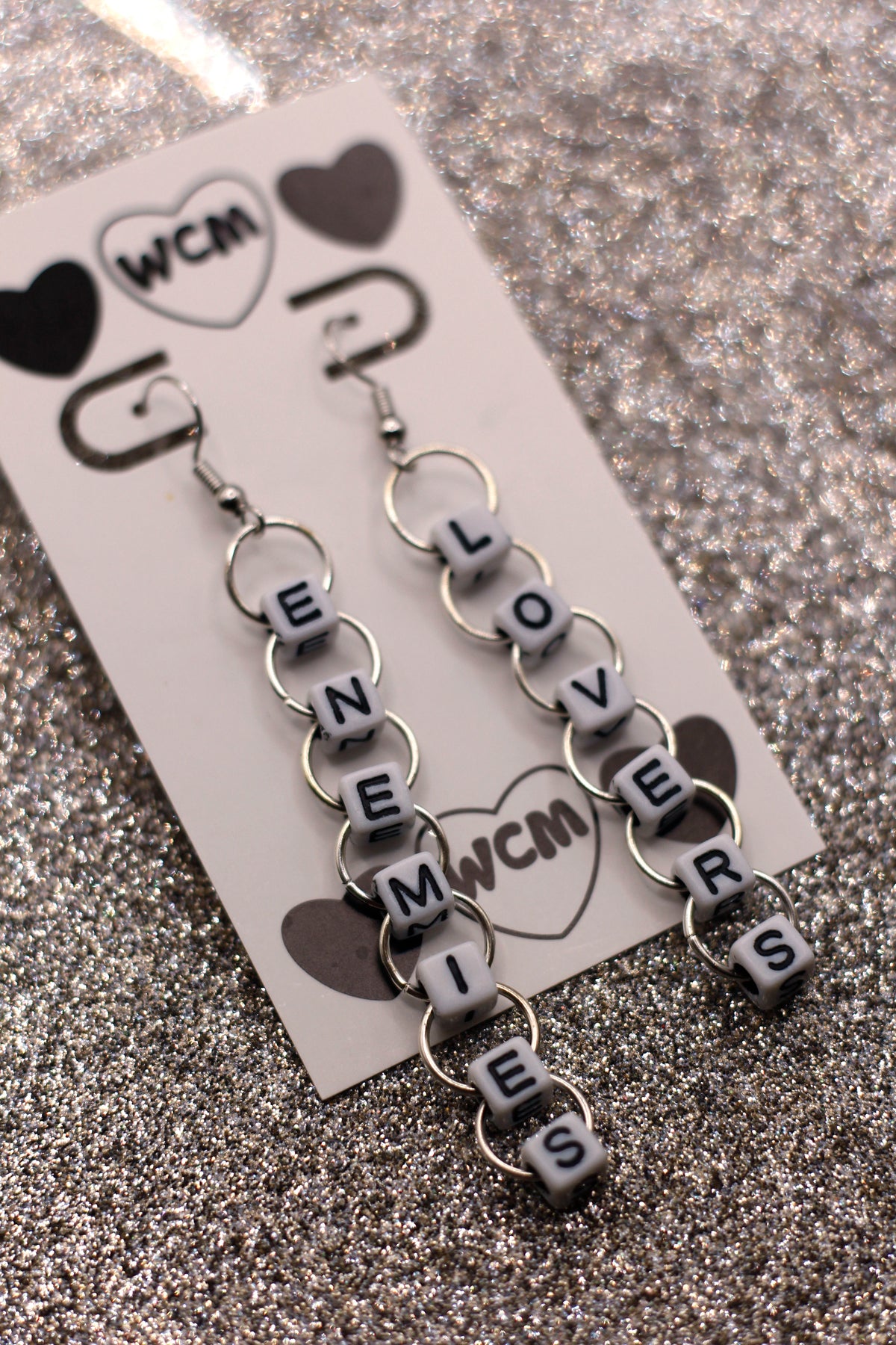 Enemies Lovers Letter Bead Earrings