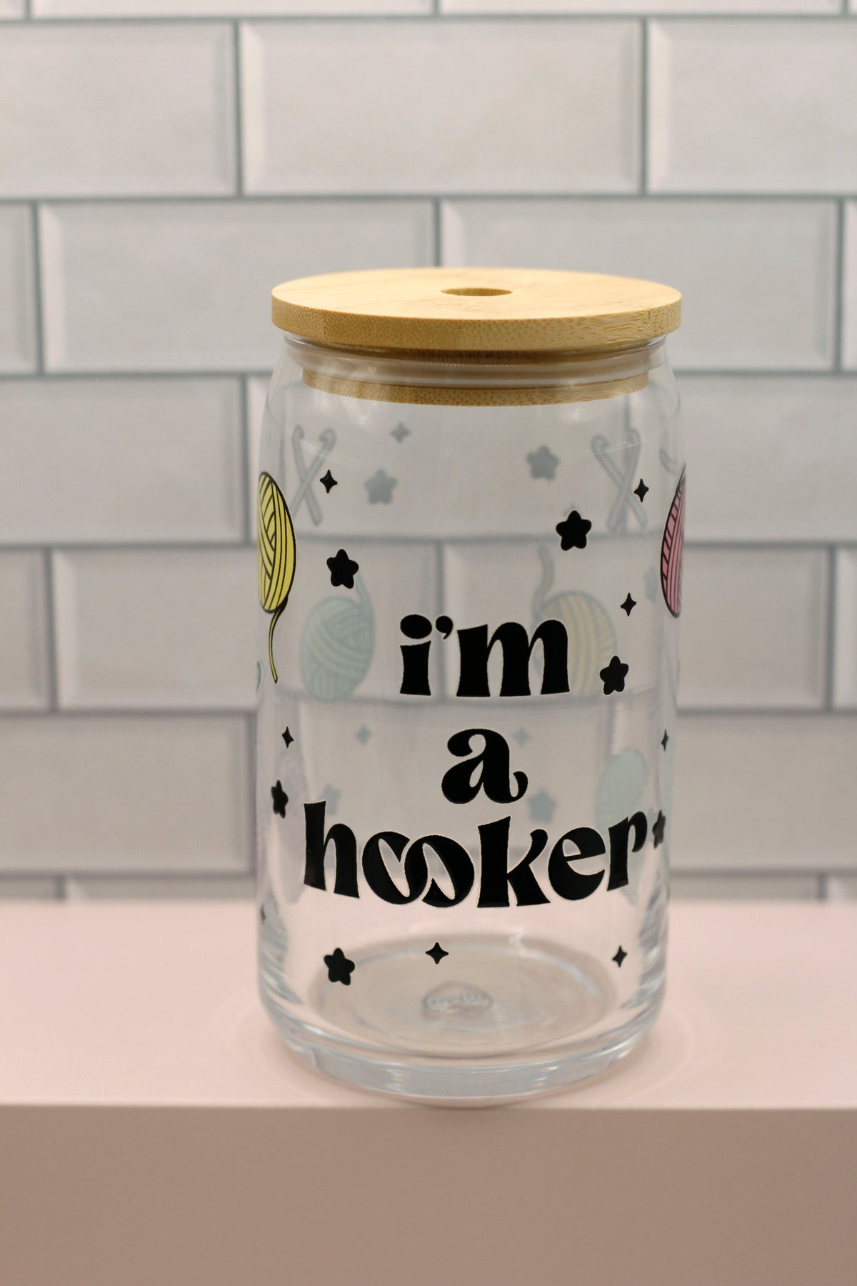I'm a Hooker Crochet Glass Can