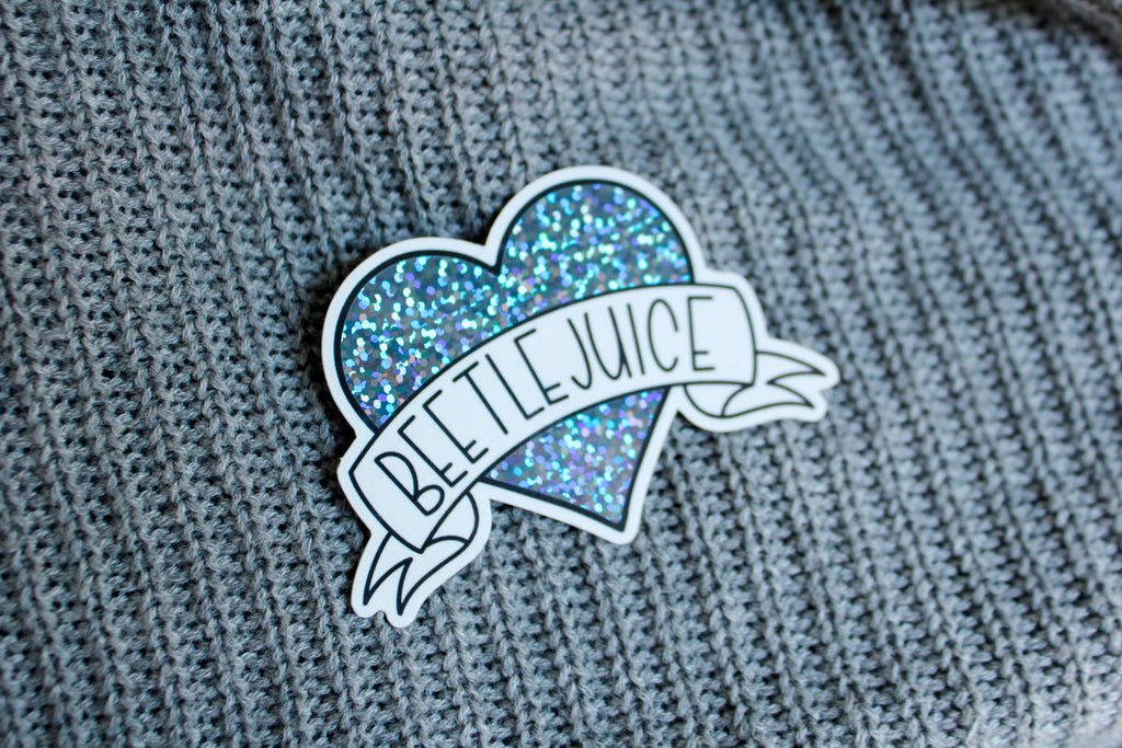 Beetlejuice Glitter Heart Sticker
