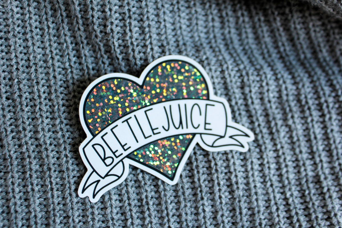 Beetlejuice Glitter Heart Sticker