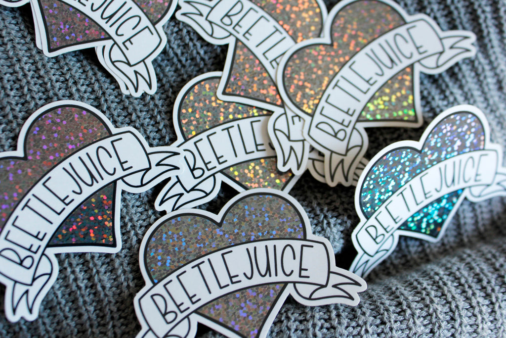 Beetlejuice Glitter Heart Sticker