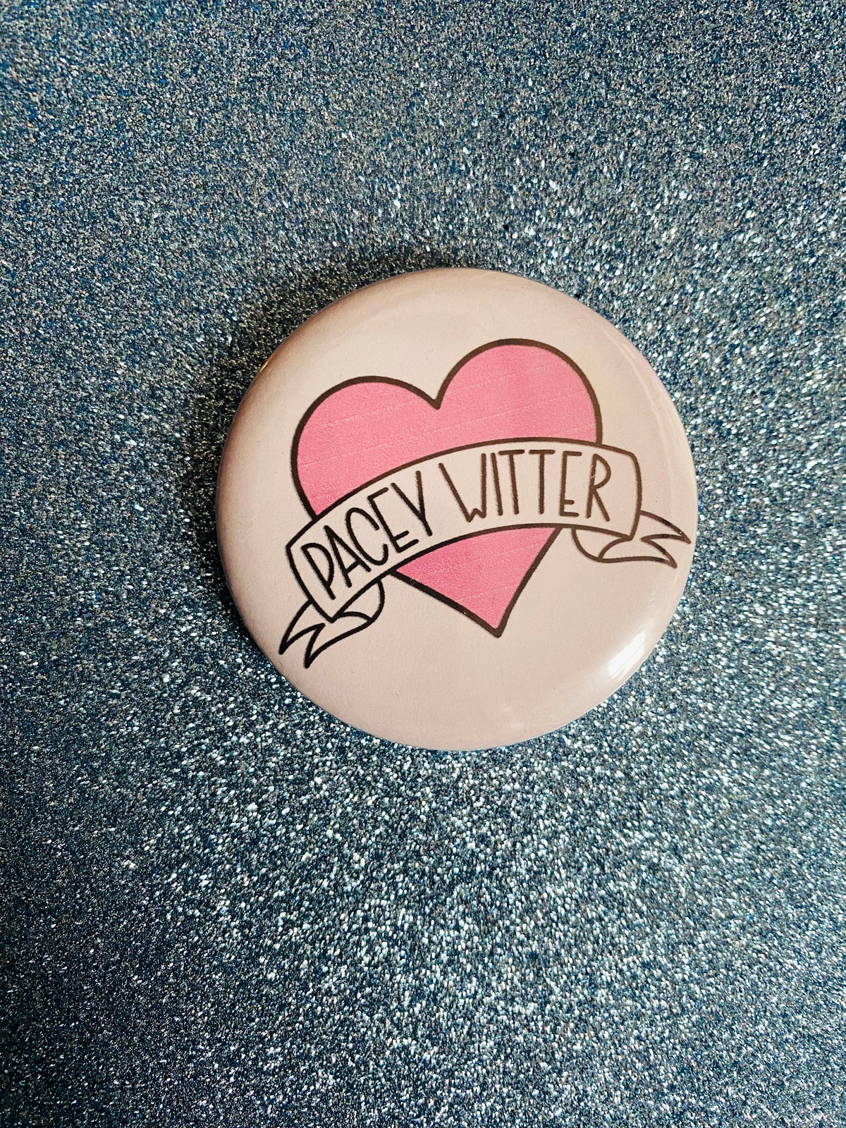 Pacey Witter Pink Heart 2 Inch Button Pin