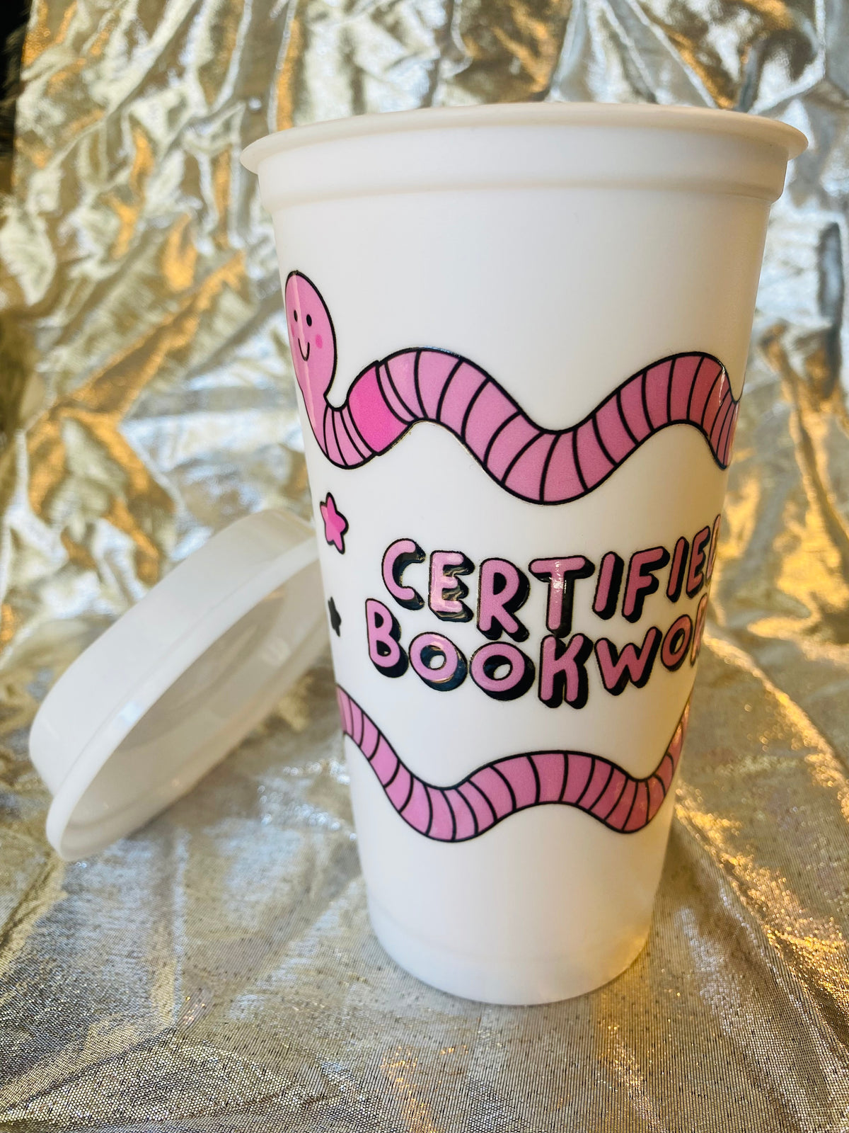 Certified Book Worm Plastic Cup