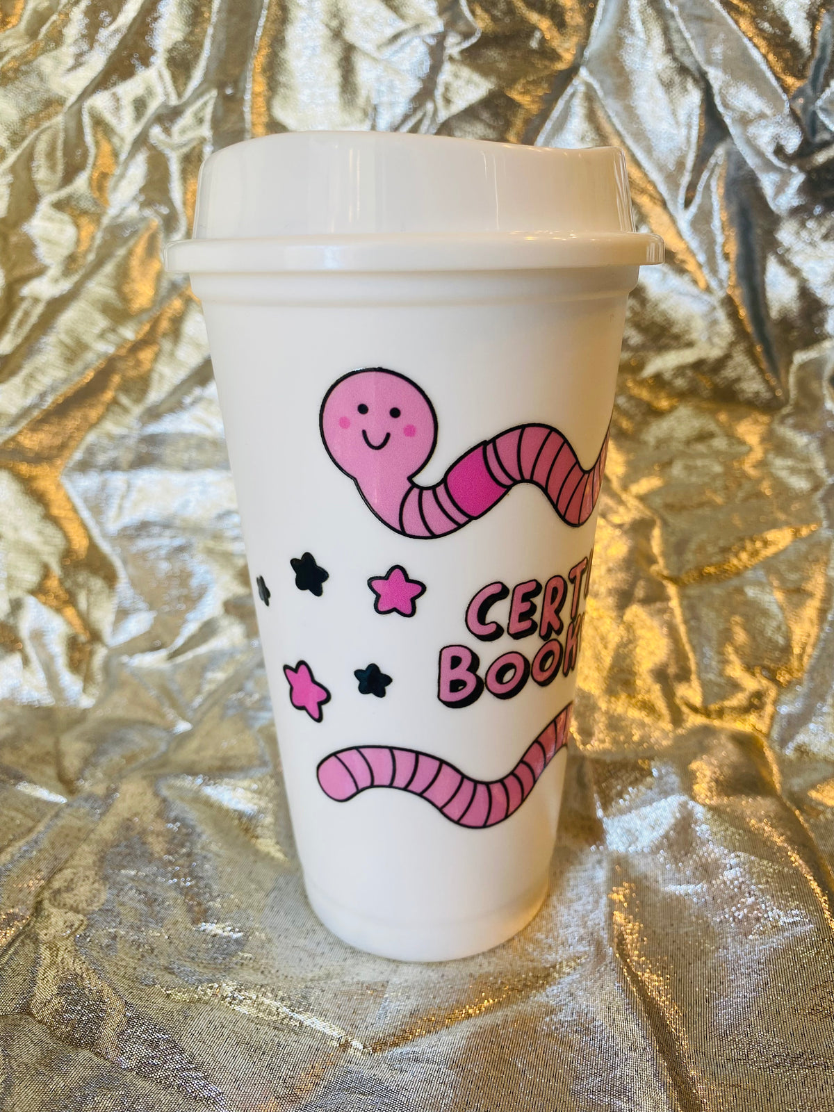 Certified Book Worm Plastic Cup