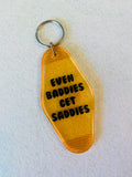 Even Baddies Get Saddies Orange Glitter Acrylic Motel Keychain