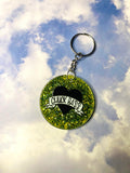 Chuck Heart Green Glitter Acrylic Circle Keychain