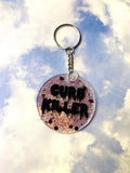 Curb Killer Red Glitter Acrylic Circle Keychain