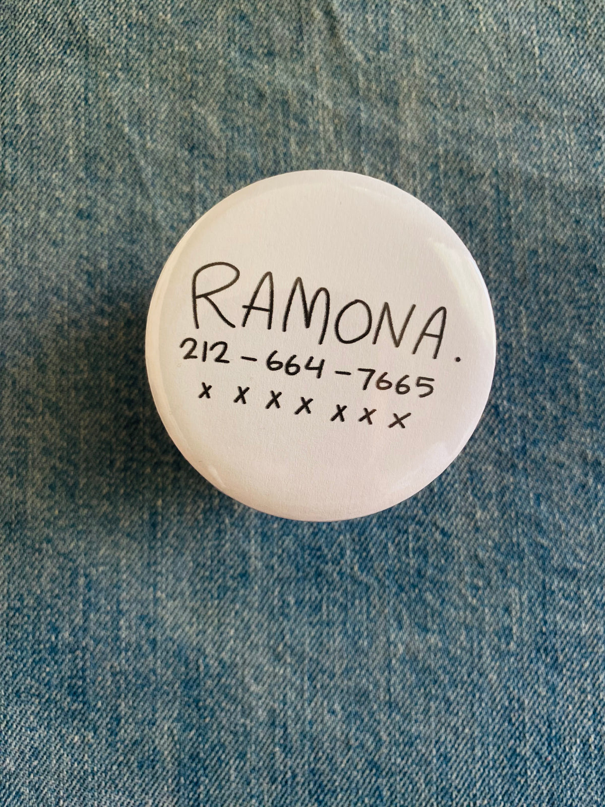 Ramona Flowers Phone Number 2 Inch Button Pin