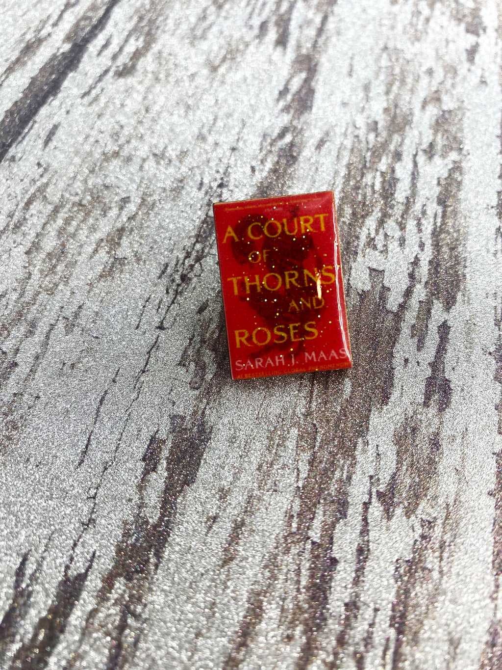 Custom Book Cover Glitter Resin Wood Pin