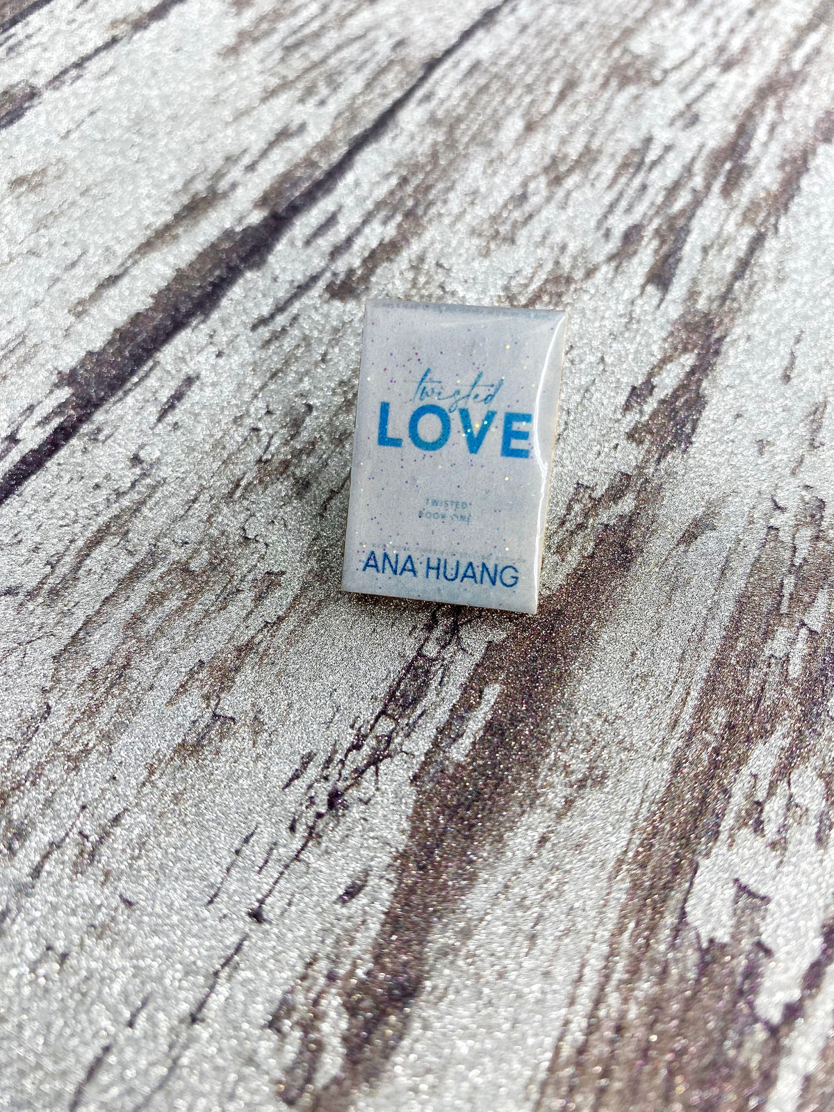 Custom Book Cover Glitter Resin Wood Pin