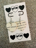 Edward Book Page Wooden Earrings - Heart