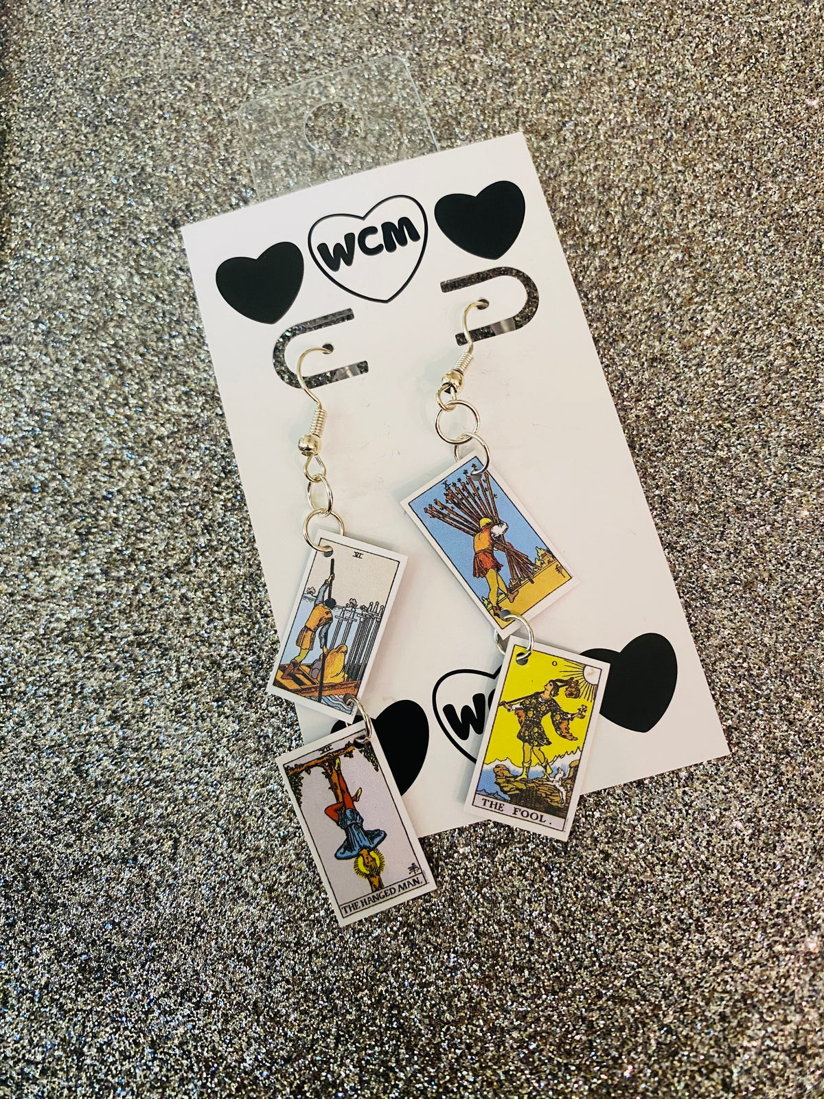Tarot Card Paper Earrings - The Hanged Man / The Fool