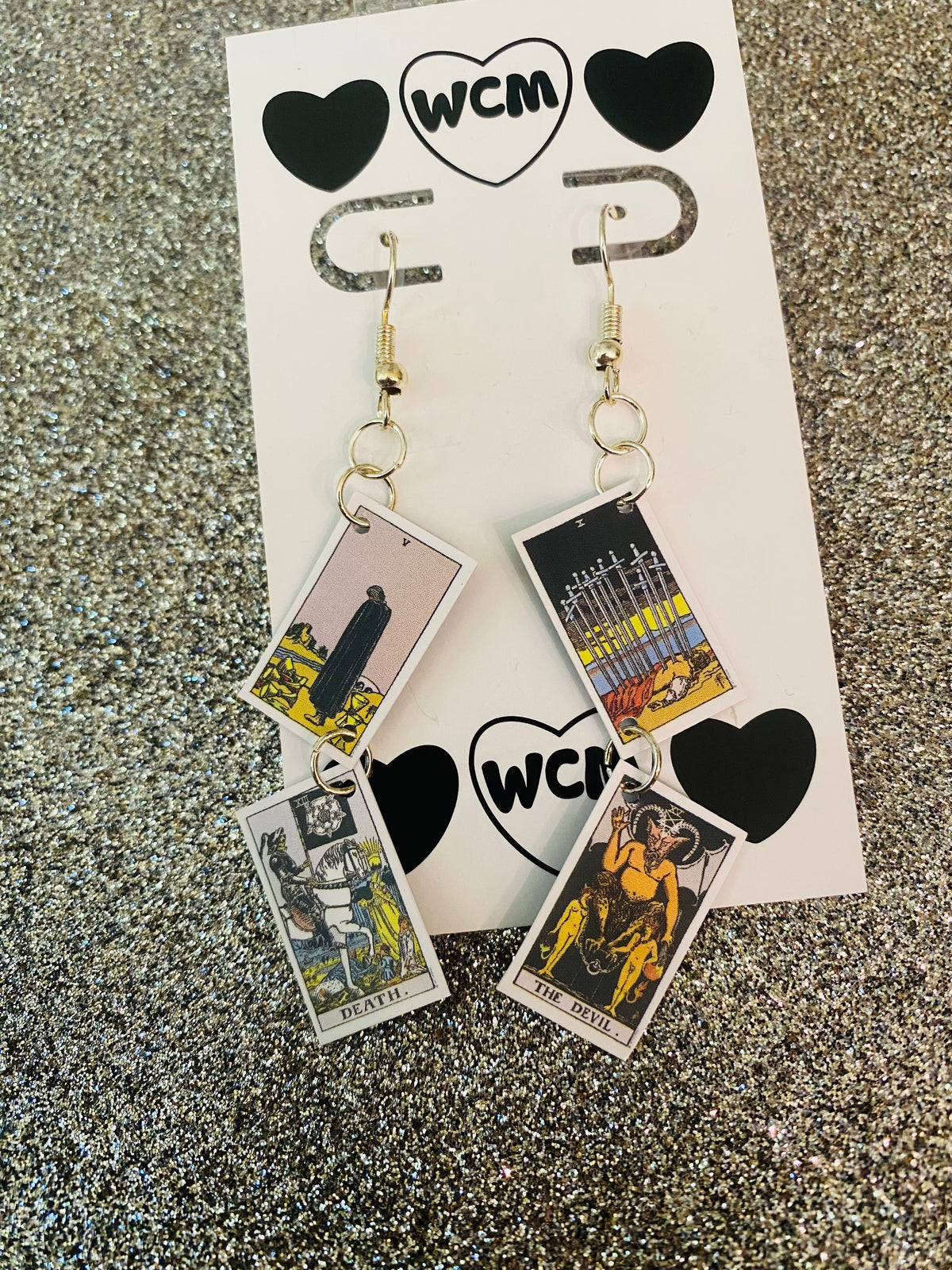 Tarot Card Paper Earrings - Death / The Devil