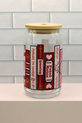 Romance Book Spines Glass Can - Pink and Red