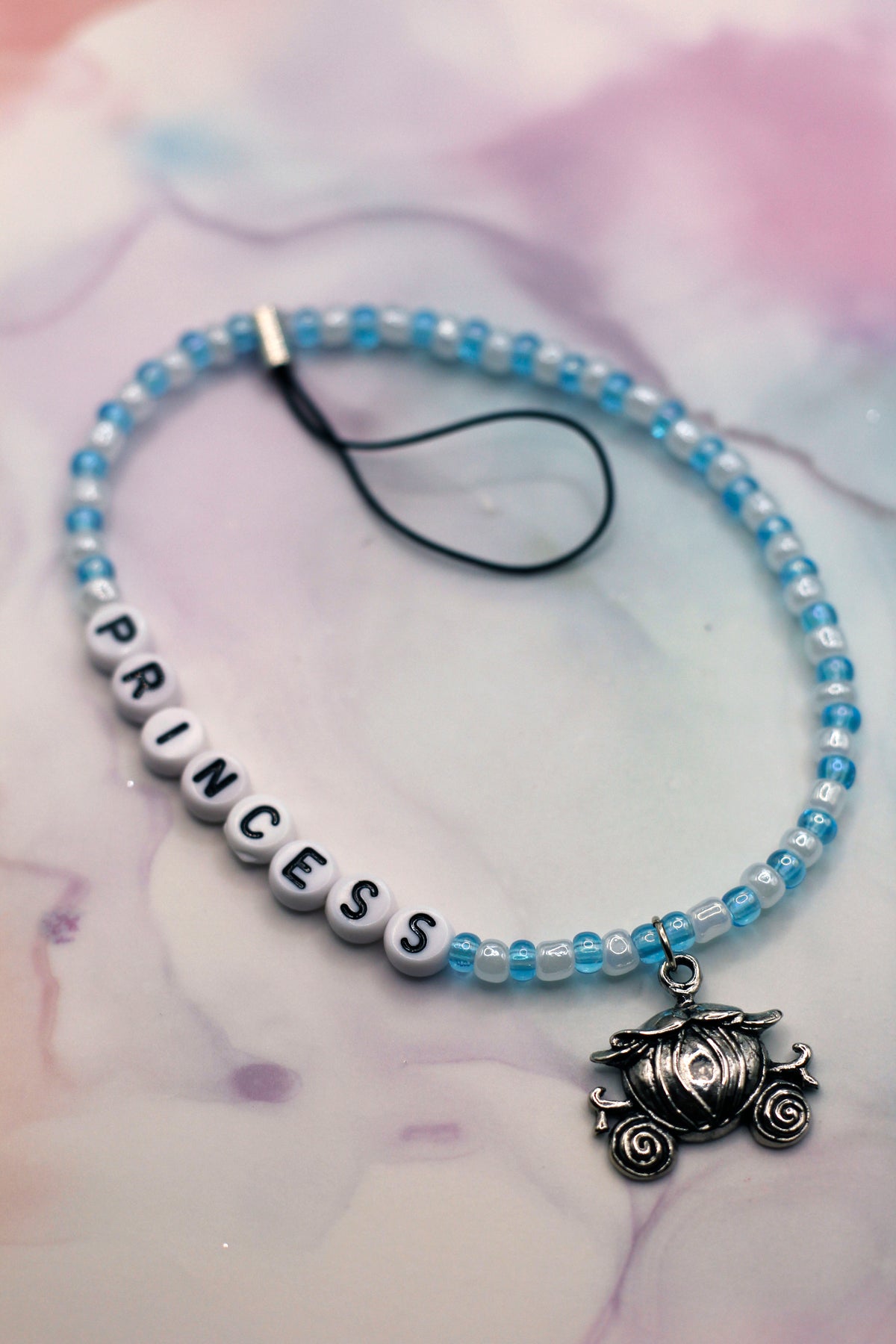Blue Princess Carriage Fairytale Phone Charm