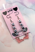 Rawr Letter Bead Earrings - Pink Pterodactyl