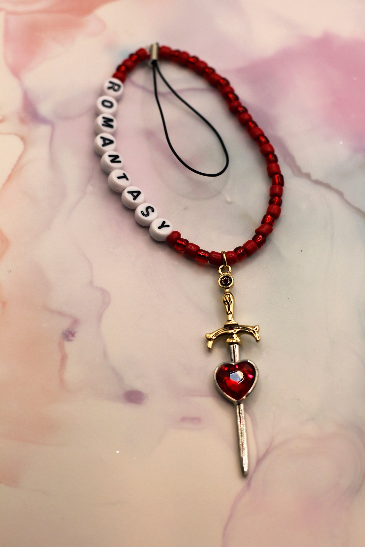 Romantasy Red Sword Phone Charm