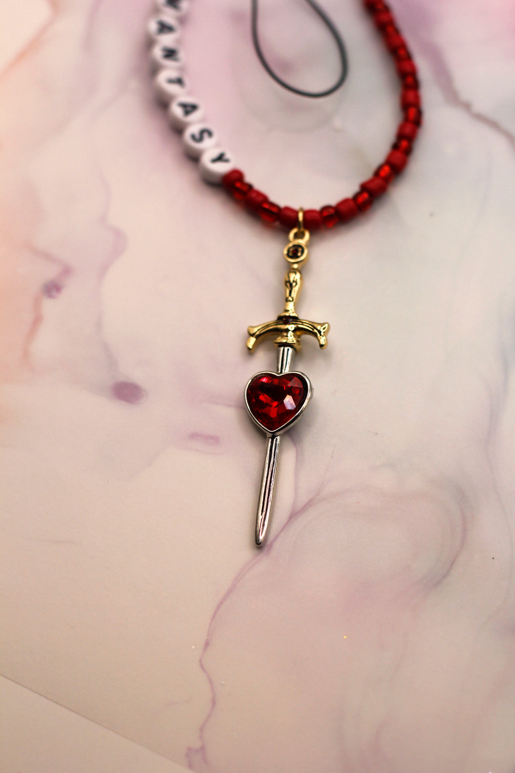 Romantasy Red Sword Phone Charm