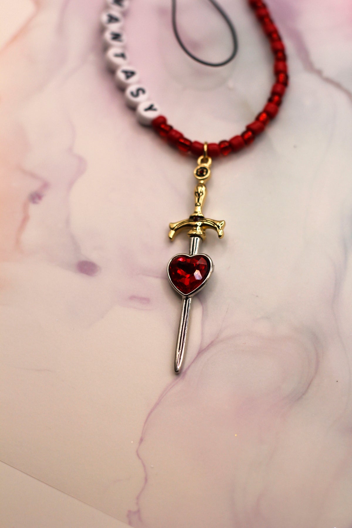 Romantasy Red Sword Phone Charm