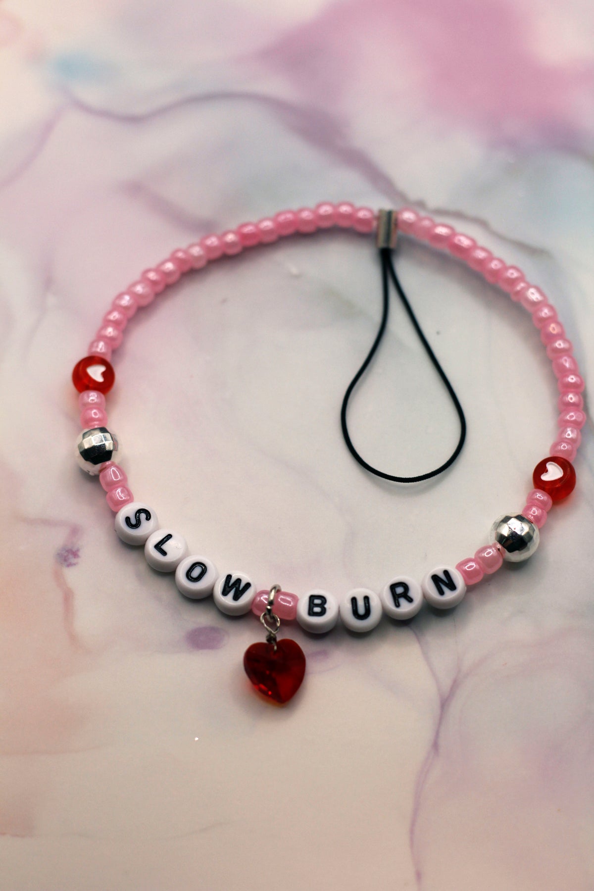 Slow Burn Pink & Red Heart Phone Charm