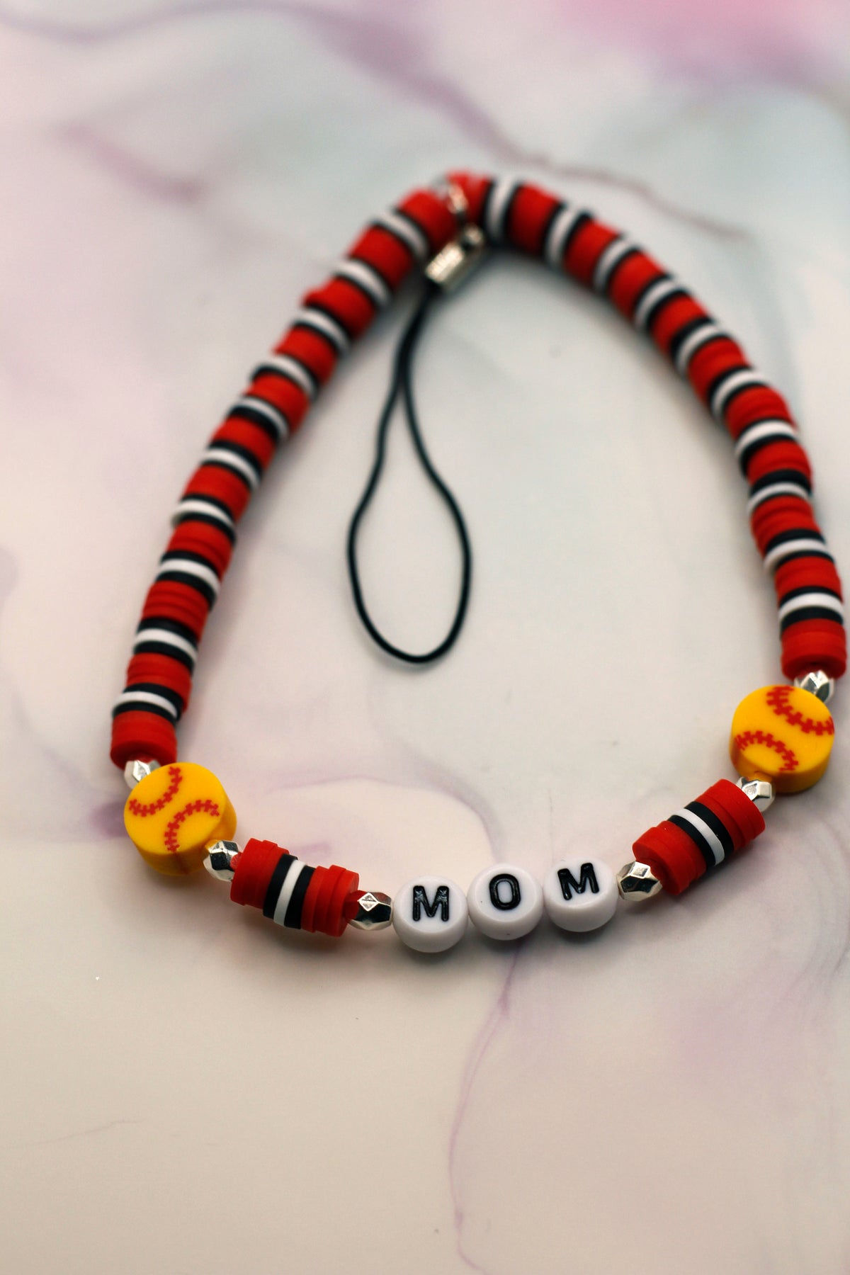 Softball Mom Red Phone Charm