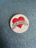 Stefan Salvatore Red Heart 2 Inch Button Pin