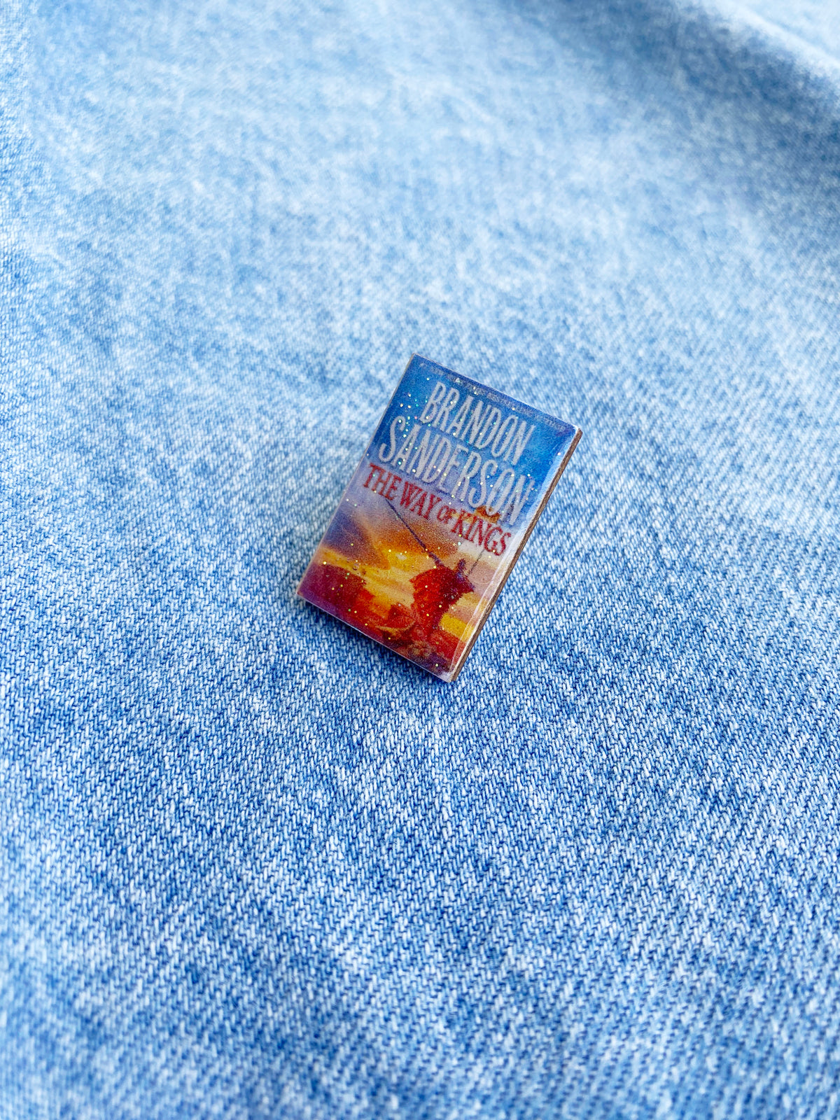 Custom Book Cover Glitter Resin Wood Pin