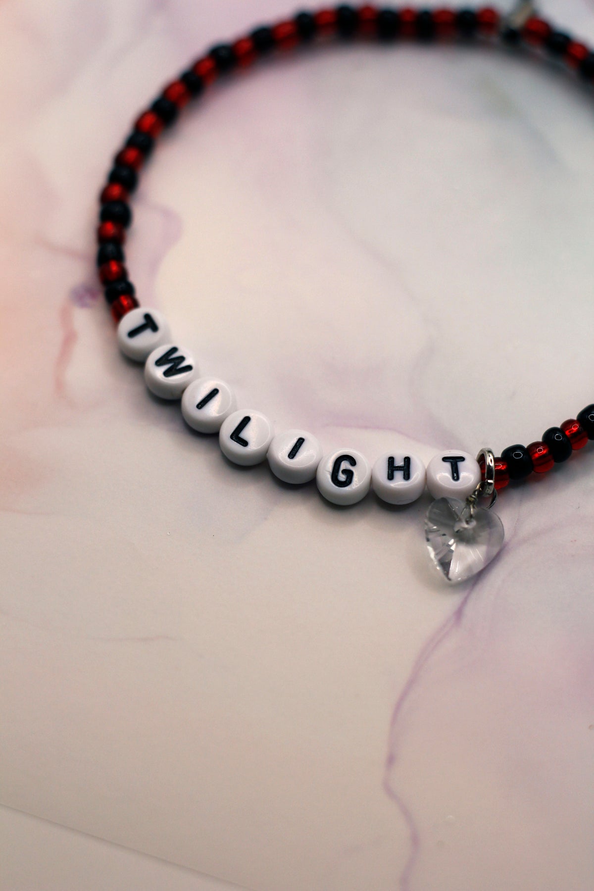 Twilight Red and Black Crystal Heart Phone Charm