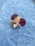 Gomez Heart Glitter Resin Wood Pin