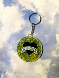 Seth Heart Green Glitter Acrylic Circle Keychain
