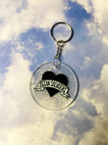 Stefan Heart Holographic Glitter Clear Acrylic Circle Keychain