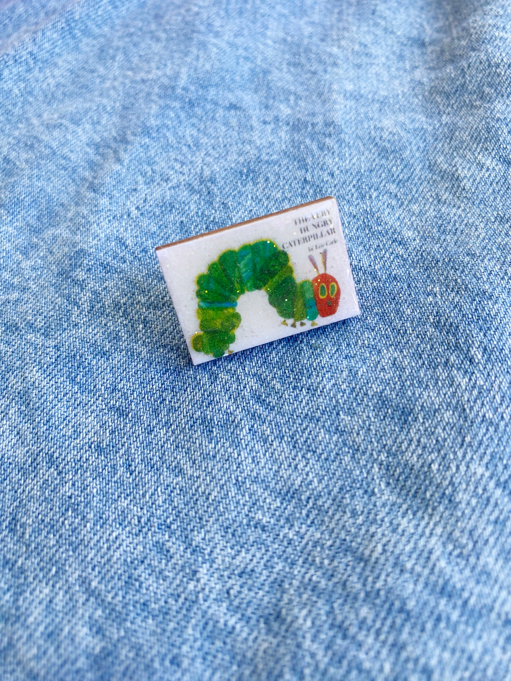 Custom Book Cover Glitter Resin Wood Pin