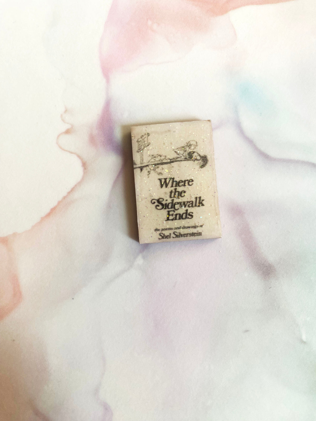 Custom Book Cover Glitter Resin Wood Pin